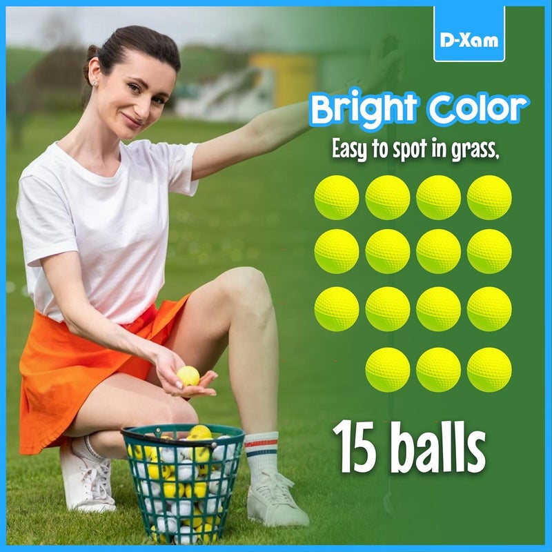 Dexam Foam Golf Balls Bulk Practice Golf Ball Soft Multicolor, Yellow, White or Orange | Long Lasting & Realistic Feel | Limited Flight Use Indoors Outdoors Backyard Training - Image 2